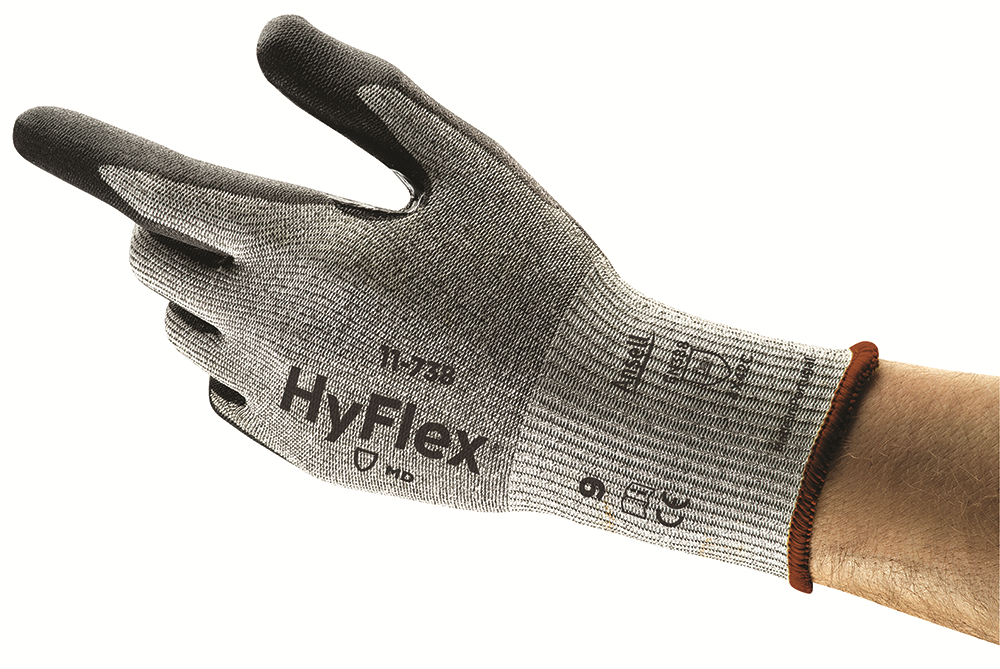 Other view of Ansell Earth HyFlex® 11-738 Cut Resistant Gloves - Cut C - 13 Gauge Intercept - Waterbased PU/Nitrile Palm Coat - Silicone/Latex Free/AS - Grey/Black - 11