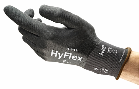 Other view of Ansell Earth HyFlex® 11-849 General Purpose Gloves - 18 Guage Nylon Liner - Nitrile Palm Coat - Silicone/Latex Free/Antistatic - Black - 10