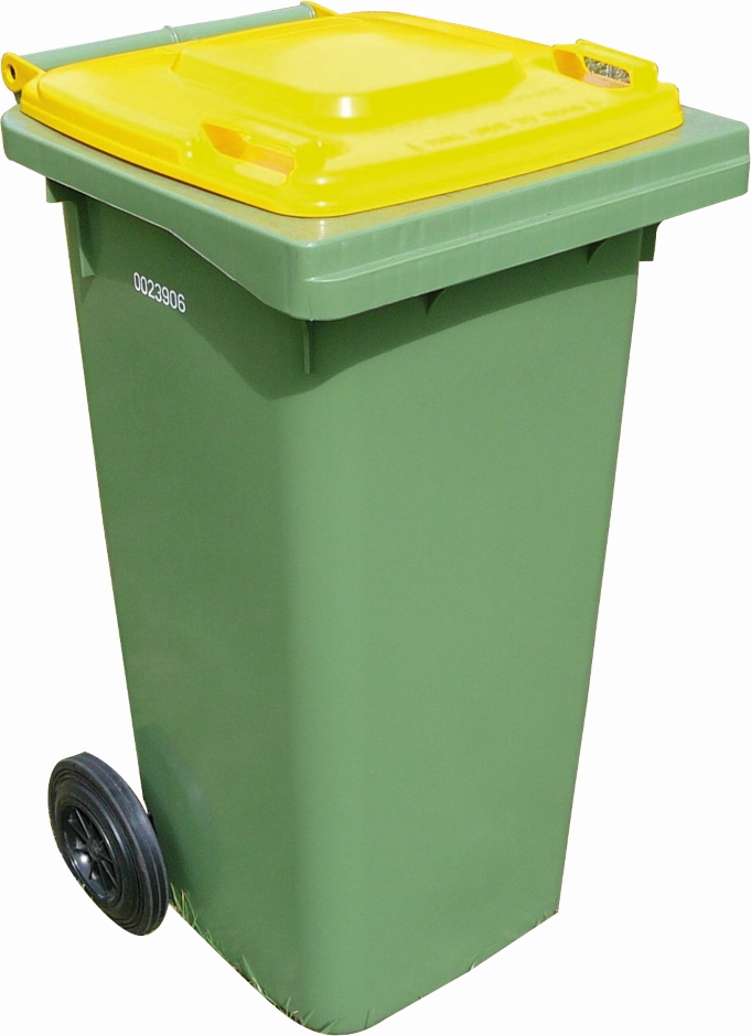 Other view of Mastec - Garbage Bin - Wheelie - Plastic - with Lid - Easy Handling - Green/Yellow - 920 x 535mm - 140L