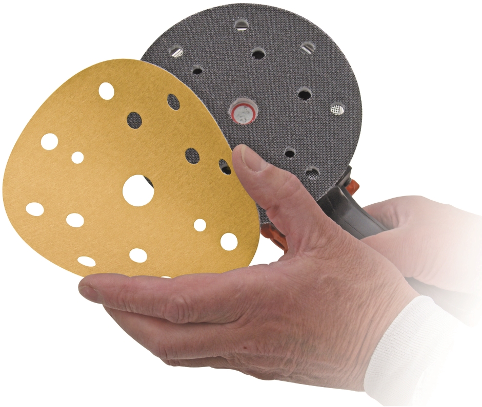 Other view of Sand Paper Disc with Dust Extraction - Aluminium Oxide - C-Weight - Gold - 150 mm - 120 Grit - 15 Hole - 255P+ - Hookit™ - 3M