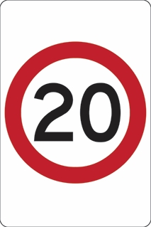 Other view of Safety Sign - Traffic - Reflective - 20 Km Speed - Aluminium - Black/Red/White - 450 x 600 mm - Prosafe