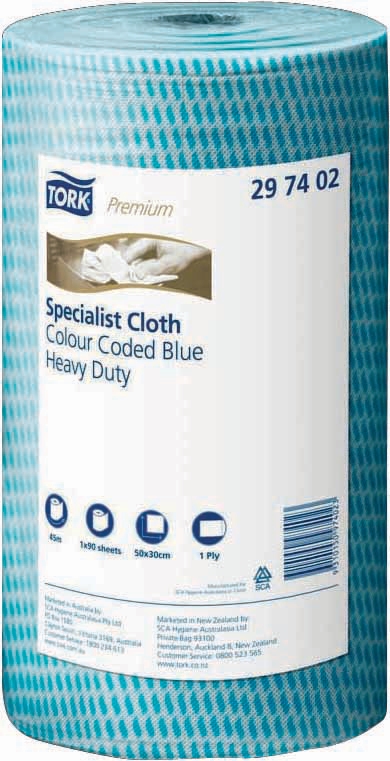 Other view of Heavy Duty Long-Lasting Cleaning Cloth - Blue - 50 x 30 cm Roll - 297402 - Tork