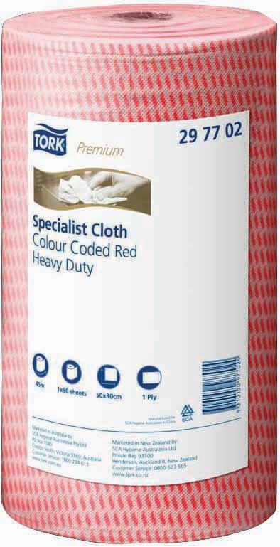 Other view of Heavy Duty Long-Lasting Cleaning Cloth - Red - 50 x 30 cm Roll - 297702 - Tork