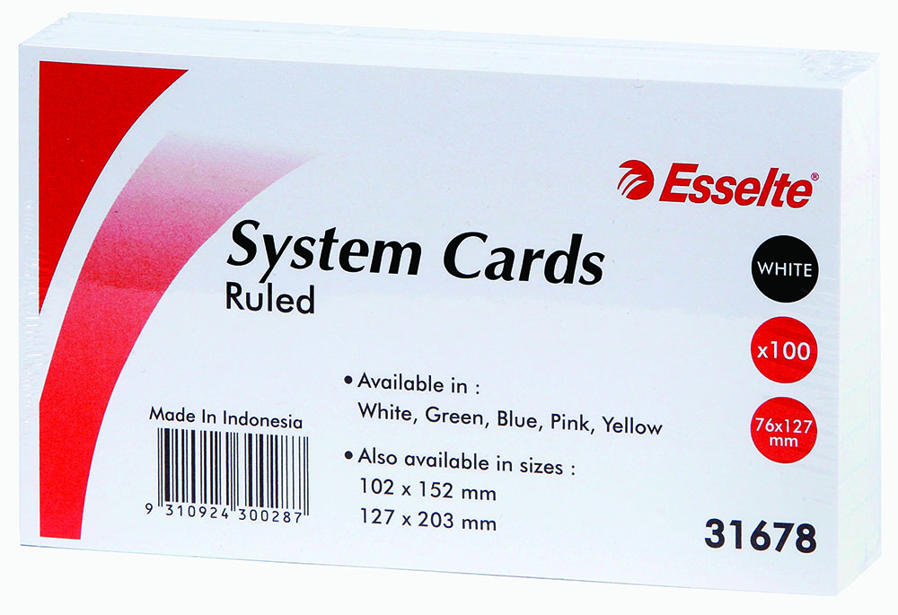 Other view of ESSELTE - SYSTEM CARDS - 127X76MM(5X3) - WHT - PK100 - 31678