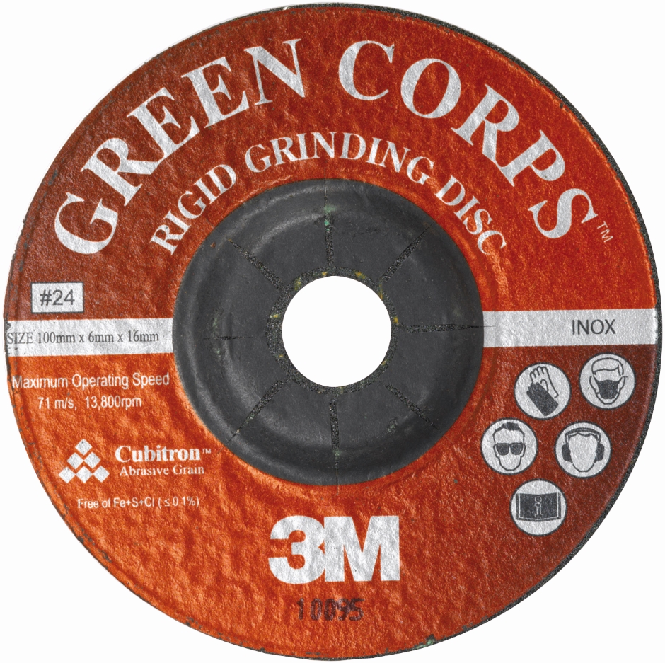 Other view of Depressed Centre Grinding Wheel - Rigid - Ceramic Aluminium Oxide - 125 x 6 x 22.2 mm - 24 Grit - Type 27 - Green-Corps™ - 3M