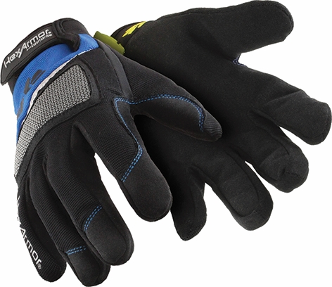 Other view of HexArmor Mechanics+ 4018 Synthetic Leather Cut Resistant Gloves - Blue/Black XL - Hook-An-Loop Closure