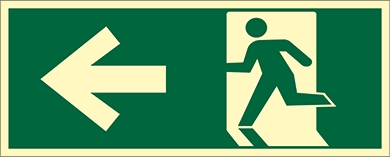 Other view of Safety Sign - Directional - Luminescent - Exit Left Arrow Picto - Luminous Self Adhesive Vinyl - Yellow/Green - 100 x 50 mm - Prosafe