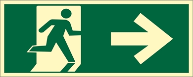 Other view of Safety Sign - Directional - Luminescent - Exit Right Arrow Picto - Luminous Self Adhesive Vinyl - Yellow/Green - 450 x 180 mm - Prosafe