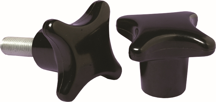 Other view of Star Hand Screw - Bakelite Knob Steel Insert - Black Knob Zinc Plated Insert - M12 x 30 mm x 70 mm - D&D BARRY