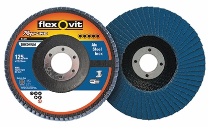 Other view of Flap Disc - Type 29 - Zirconia Alumina - X-Weight - Blue - 180 x 22 mm - 60 Grit - R828 - Mega-Line Blue - Flexovit