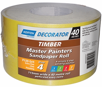 Other view of Sand Paper Roll - Aluminium Oxide - D-Weight - Yellow - 100 mm x 50 m - 40 Grit - A123 - Master Painter - Norton