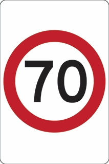 Other view of Safety Sign - Traffic - 70 Km Speed - Flute - Black/Red/White - 450 x 600 mm - Prosafe