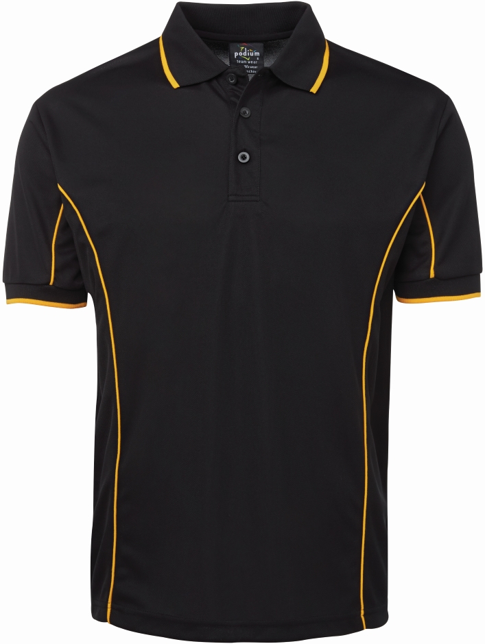 Other view of JB's Wear 7PIPBY Men's Piping Polo Short Sleeve Podium Cool Shirt - Polyester - Black/Gold - 5XL