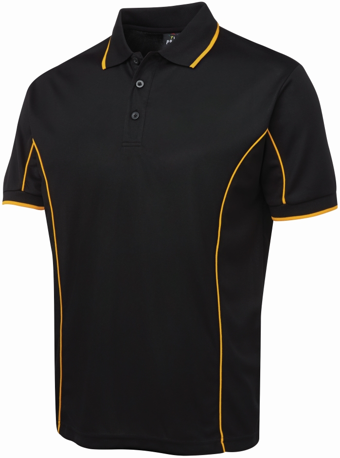 Other view of JB's Wear 7PIPBY Men's Piping Polo Short Sleeve Podium Cool Shirt - Polyester - Black/Gold - 5XL