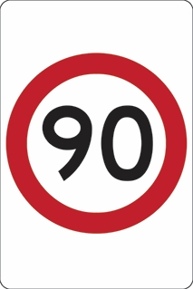 Other view of Safety Sign - Traffic - 90 Km Speed - Metal - Black/Red/White - 450 x 600 mm - Prosafe