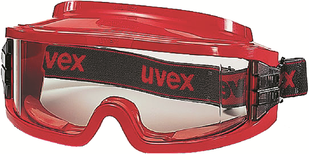 Other view of Safety Goggles - ultravision - Red Non-vented Frame - Clear Lens - Supravision HC-AF Coating - 9301-603 - uvex