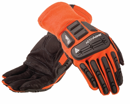 Other view of Heat Resistant Gloves - Heavy Duty - Safety Cuff - Leather Palm with PVC Bumpers - Black/Orange - Size 10 - 97-200 - ActivArmr® - Ansell