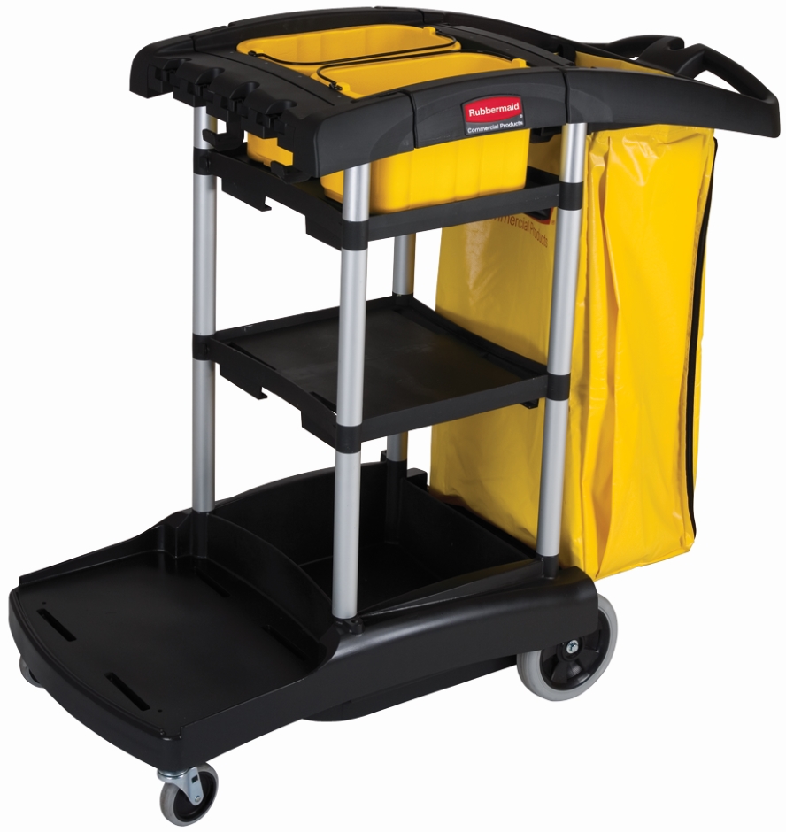 Other view of High Capacity Cleaning Cart - Black/Yellow Bag - 126.4 x 55.2 x 97.5 cm - 3 Shelf - 4 Wheel - RFG9T7200 BLA - Rubbermaid