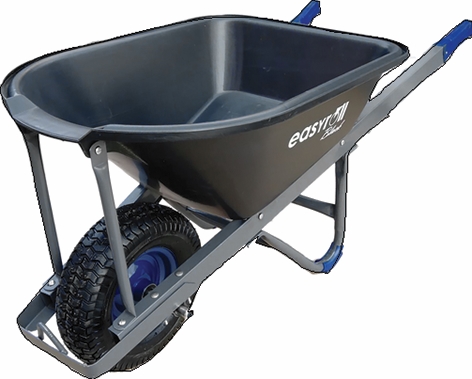 Other view of Builders Wheelbarrow - Heavy Duty - 5 mm Poly Tray - Powder Coated -  Blue - Pneumatic Steel Rim Wheel - Steel Handle - FW15012 - WestMix - Kelso