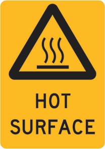 Other view of Safety Sign - Warning - Hot Surface - Polypropylene - Black On Yellow - 225 x 300 mm - Prosafe