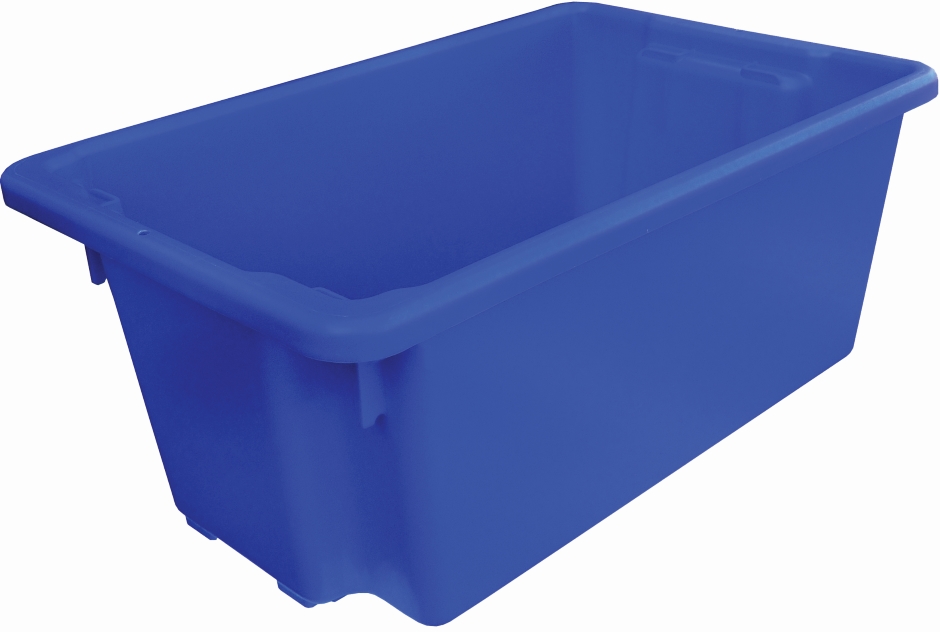 Other view of Flat Bottom Crate - Food Grade - Stack N Nest - 52 L Capacity - Polypropylene - Blue - 645 mm x 413 mm x 276 mm - AP10FB BLUE - Okka™ - A Plus Plastics