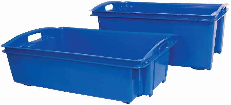 Other view of Food Grade Fish Crate - 60 kg Capacity - Recycled Polypropylene - Blue - 711 mm x 438 mm x 382 mm - AP12 BLUE - Okka™ - A Plus Plastics