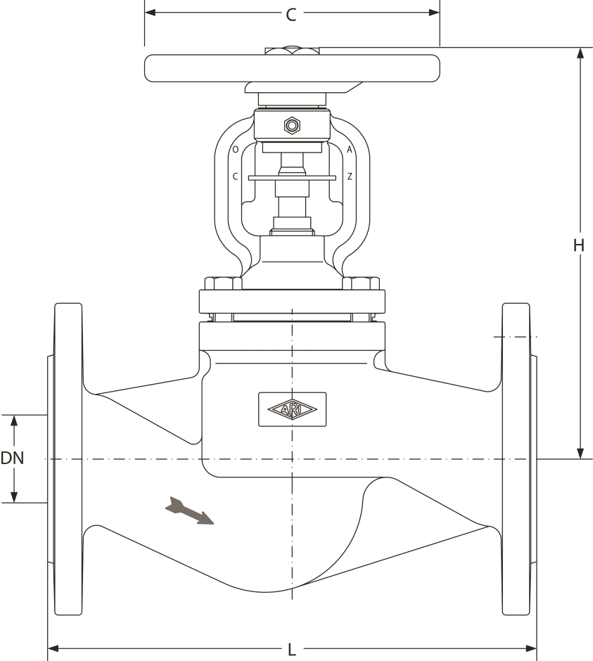 Other view of VALVE GLOBE BELLOW SEAL DIN FLANGE DN40