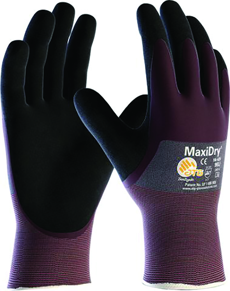 Other view of ATG MaxiDry® 56-425 General Purpose Gloves - Vending Pack - NBR Coating - Nylon, Polyester, Spandex Liners - Silicone Free - Non Slip Grip - 3/4 Coated - Knit Wrist Cuff - Purple/Black - 10