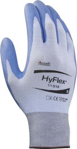 Other view of Cut Resistant Gloves - Ultralight Duty - Polyurethane Coat - Blue - Size 11 - 11-518VP - HyFlex® - Ansell