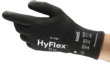 Other view of Ansell Earth HyFlex® 11-751 Cut Resistant Gloves - Cut C - 10 Gauge Intercept Liner - Polyurethane Palm Coated - Knit Wrist - Black - 6