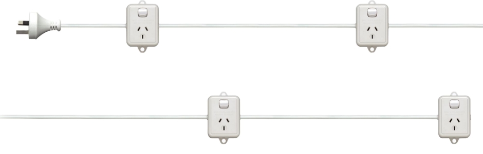 Other view of 4 Outlet Chain Socket Extension Lead - White - 10 A - 8 m - Arlec