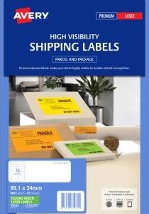 Other view of High Visibility Shipping Label - Paper - Fluorescent Green - 99.1 mm x 34 mm - Avery