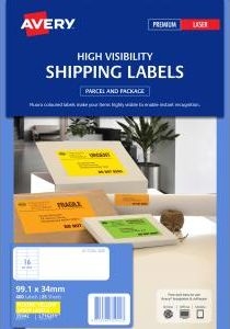 Other view of High Visibility Shipping Label - Paper - Fluorescent Yellow - 99.1 mm x 34 mm - Avery