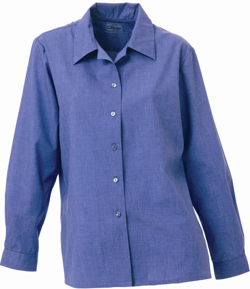 Other view of SHIRT WOMENS L/S BL6646 P/COT BLU 20