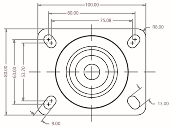 Other view of JBS - Plate Castor - Swivel - Rubber Tyre - Grey - 125mm - 105kg