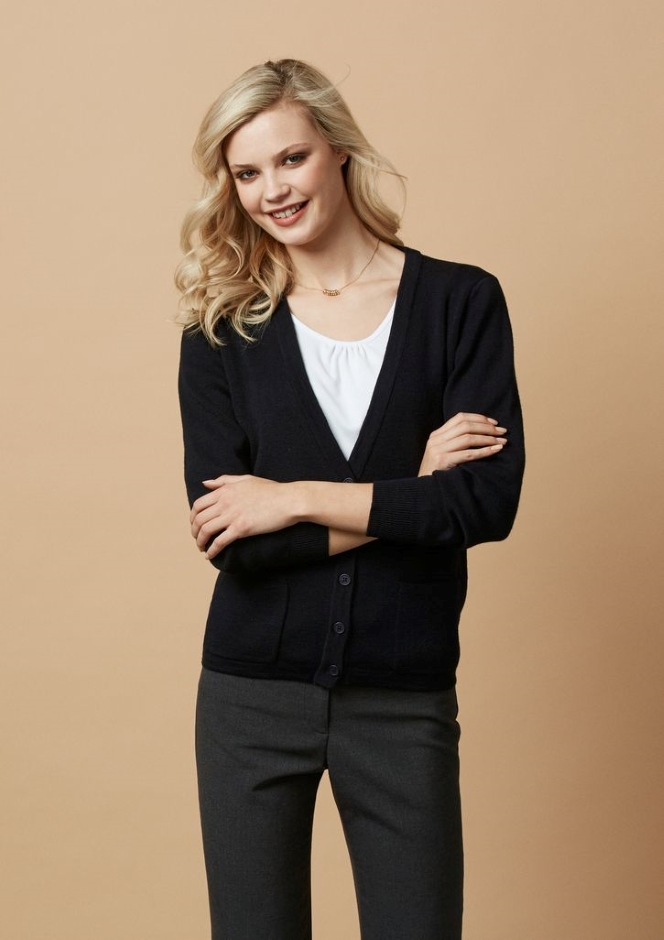 Other view of Ladies Traditional Cardigan – Wool - Acrylic – Black – Medium – LC8008 – Woolmix – Biz Collection