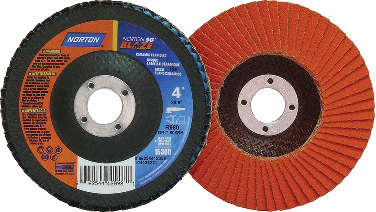 Other view of Flap Disc - Type 29 - Ceramic Aluminium Oxide - Y-Weight - Orange - 100 x 16 mm - 60 Grit - R980P - Blaze® - Norton