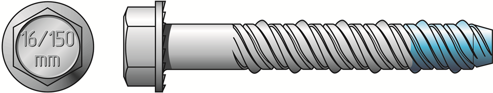 Other view of Anchor -Masonry -Hex Head -Eye Bolt -Screw-Bolt® -Blue Tip -Zinc Yellow/Galvanised -M12 x 100