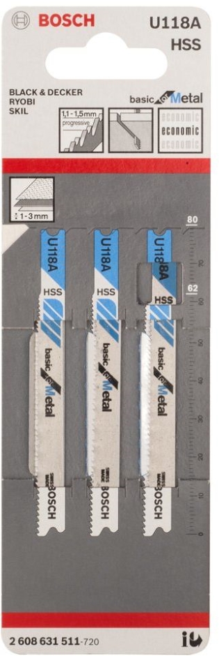 Other view of Bosch 2.608.631.511 Jigsaw Blade Universal U118A 3 Pack