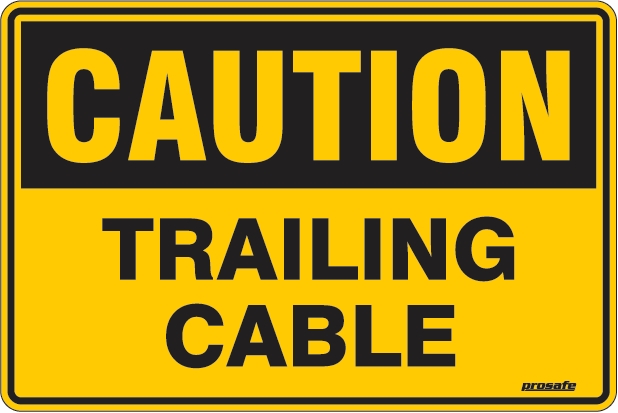 Other view of Safety Sign - Warning - Caution Trailing Cable - Metal - Black On Yellow - 450 x 300 mm - Prosafe