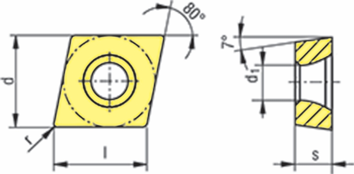 Other view of Carbide Turning Insert - Positive - CCMT 060204EN-SM CTCP125 - 80° Rhomboid - CERATIZIT