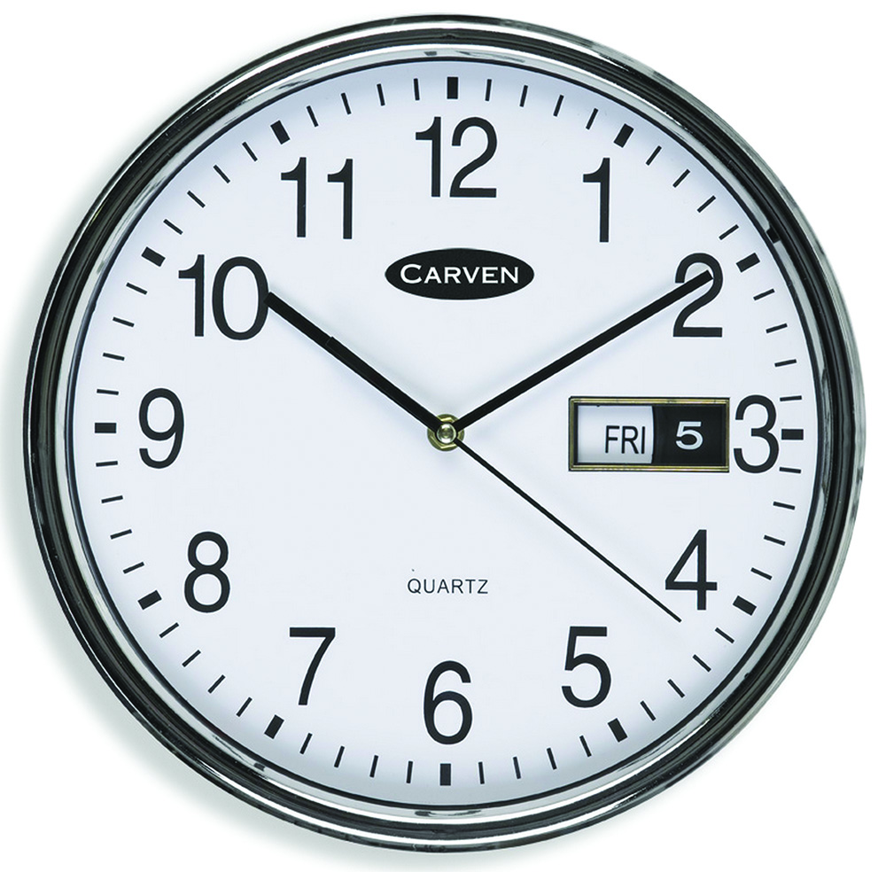 Other view of CARVEN - WALL CLOCK 285MM WITH DATE - WHITE/SILVER - CL285SDATE