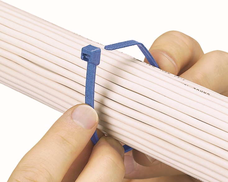 Other view of Locking Cable Tie - Metal Impregnated Nylon 6.6 - Light Blue - 203 mm x 3.4 mm - 100/Pack - Series PLT - Pan-Ty® - Panduit