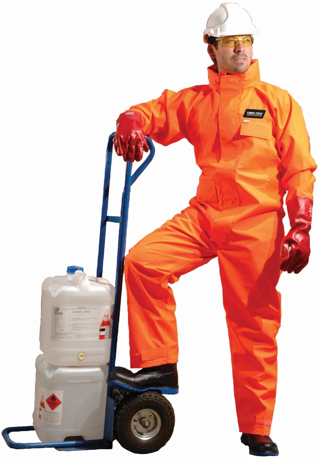 Other view of Chemical Splash Coverall - Chem-Tech FRAS - Fluoro Orange - 3X-Large - CTCA105 - Elliott