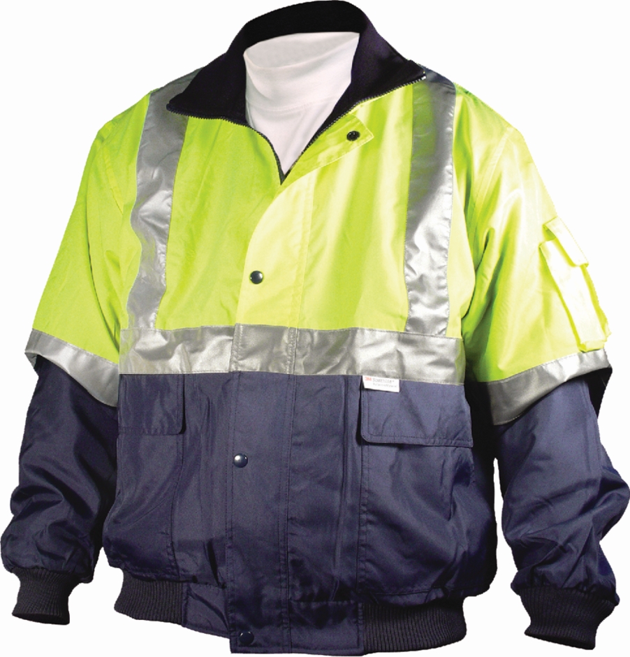 Other view of Men's 2-Tone Reversible Flying Jacket With Reflective Tape - CWIN0005DN - Yellow/Navy- LARGE - ACE