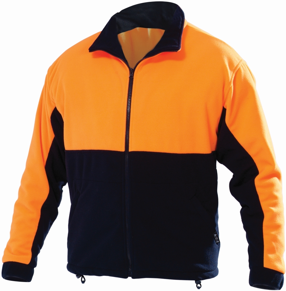 Other view of Men's 2-Tone Jacket - Microfiber Polar Fleece - CWIN0056 - Orange/Navy - 2XL - ACE