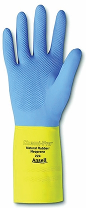 Other view of Ansell Chemi-Pro 87-224 Latex Neoprene Chemical Resistant Gloves - Blue/Yellow M - Type A Supported