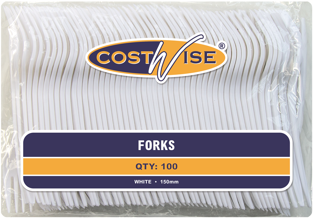 Other view of Costwise - HL-CUT-F - Disposable Plastic Forks - 15cm - White - Carton of 1000