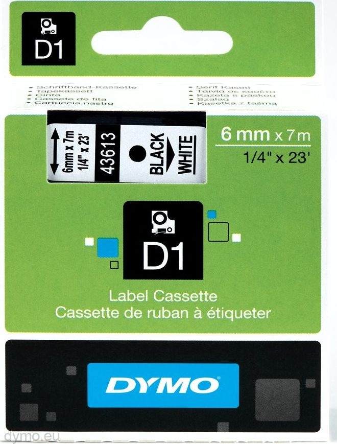 Other view of D1 Standard Label - Polyester - Black On White - 7 m x 6 mm - Dymo