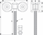 Other view of Door Carriage - 3/8" BSW - 200 kg - 4-Steel Wheels - Needle Bearing - 121 mm x 90 mm - ED12LP - Eltrak